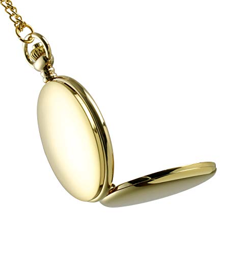 I-MART Smooth Vintage Pocket Watch with Chain (Gold)