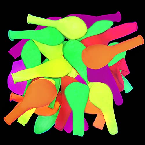 210 Pieces Neon Glow Party Balloons UV Blacklight Balloons 12inch Latex Glow in the dark Balloons Reactive Fluorescent Neon Balloons for Birthday Wedding Blacklight Glow Party Supplies and Decorations