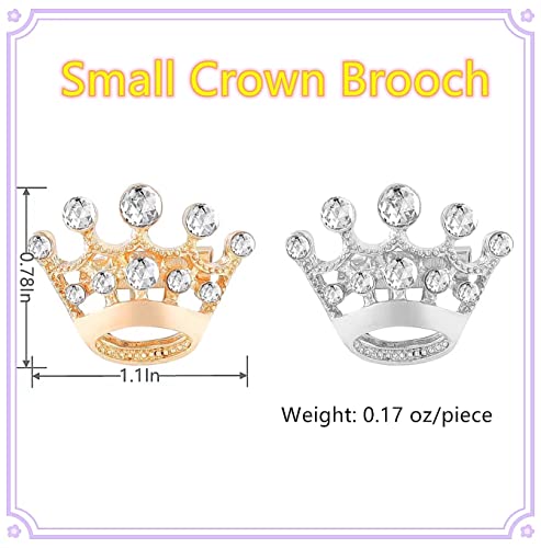 Small Crown Brooch pins for women fashion Rhinestone Gold Silver Crown Brooch for men (24PCS silver)