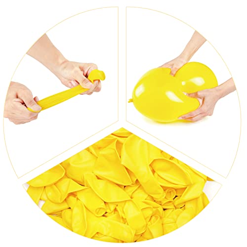 100pcs Yellow Balloons, 12 inch Yellow Latex Party Balloons Helium Quality for Party Decoration Like Birthday Party, Baby Shower,Wedding, Halloween or Christmas Party (with Yellow Ribbon)…