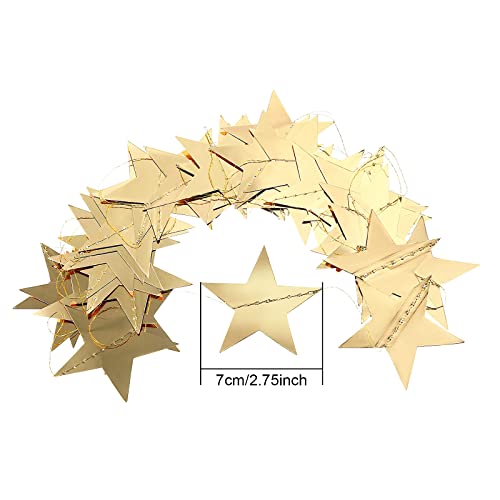 130 Feet Gold Star Garland Hanging Glitter Paper Banner Streamer Star Themed Party Decorations, Reach The Star Bunting Backdrop for Engagement Wedding Baby Shower Birthday Christmas Decor