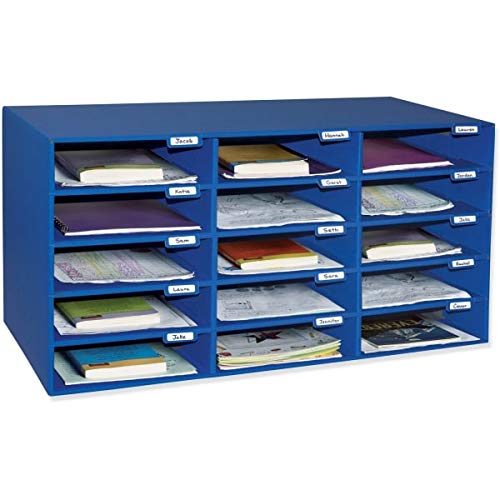 Pacon® 70% Recycled Mailbox Storage Unit, 15 Slots, Blue