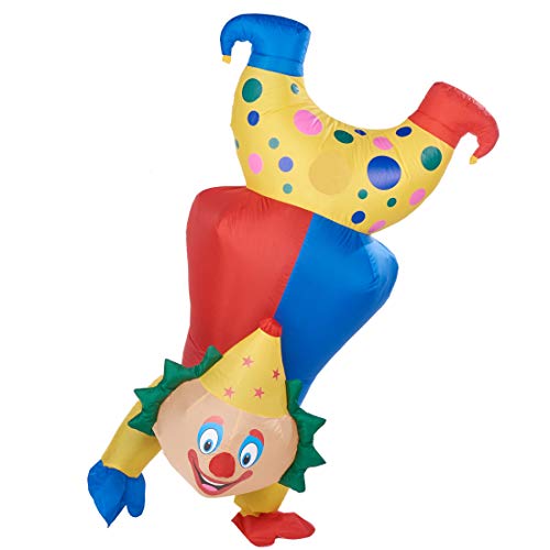 Joliyoou Halloween Funny Costume, 7 FT Inflatable Clown Costume Standing On Tiptoe, Halloween Blow Up Clown Costume Adult Men