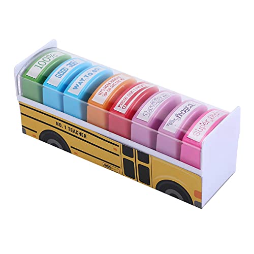 Teacher Stamps - Self Inking Motivational Encouraging and Colorful Set for School Classroom and Homeschool Setting (Set of 8)