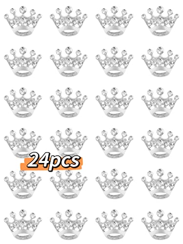 Small Crown Brooch pins for women fashion Rhinestone Gold Silver Crown Brooch for men (24PCS silver)