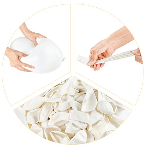 100pcs White Balloons, 12 inch White Latex Party Balloons Helium Quality for Party Decoration Like Birthday Party, Baby Shower,Wedding, Halloween or Christmas Party (with White Ribbon)…