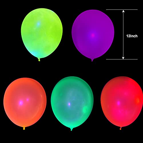 210 Pieces Neon Glow Party Balloons UV Blacklight Balloons 12inch Latex Glow in the dark Balloons Reactive Fluorescent Neon Balloons for Birthday Wedding Blacklight Glow Party Supplies and Decorations