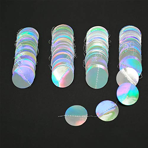 Iridescent Party Supplies Circle Garlands Holographic Hanging Dots Streamer Backdrop Kids Unicorn Mermaid Birthday Party Decorations Wedding Bachelorette Engagement Disco Dancing Ball Decoration