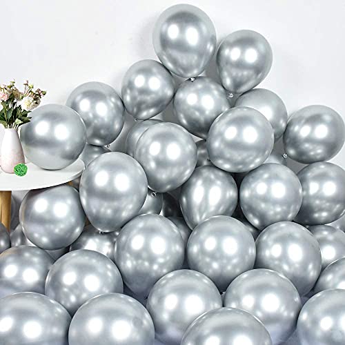 Silver Balloons Silver Metallic Balloons 12 Inch Latex Silver Balloons Party Balloons Bady Shower Decoration Balloons 50PCS