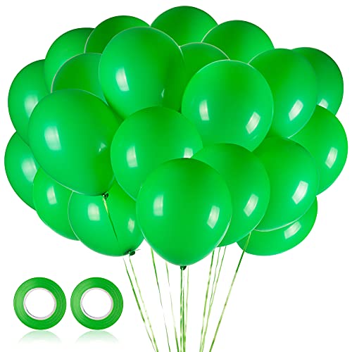 100pcs Green Balloons, 12 inch Green Latex Party Balloons Helium Quality for Party Decoration Like Birthday Party, Baby Shower,Wedding, Halloween or Christmas Party (with Green Ribbon)…