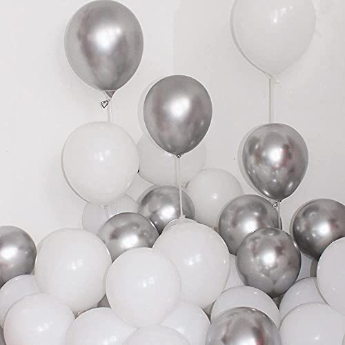 Silver Balloons Silver Metallic Balloons 12 Inch Latex Silver Balloons Party Balloons Bady Shower Decoration Balloons 50PCS