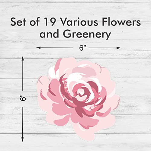 Decalcomania Wall Decor Rose Flower Wall Decals - Set of Pink Pastel Roses Floral Stickers Removable Peel and Stick Decals - Floral Wall Decals for Girls