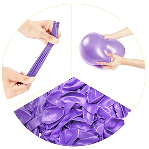 100pcs Light Purple Balloons, 12 inch Purple Latex Party Balloons Helium Quality for Party Decoration Like Birthday Party, Baby Shower,Wedding, Halloween or Christmas Party (with Purple Ribbon)…