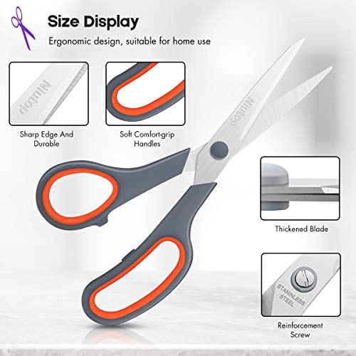 Scissors Bulk Set of 25-Pack, Niutop 8" Multipurpose Sharp Scissors for Office Home High/Middle School Student Teacher Supplies Kit, Soft Comfort-Grip Right/Left Handles, Great For Back to School Gift