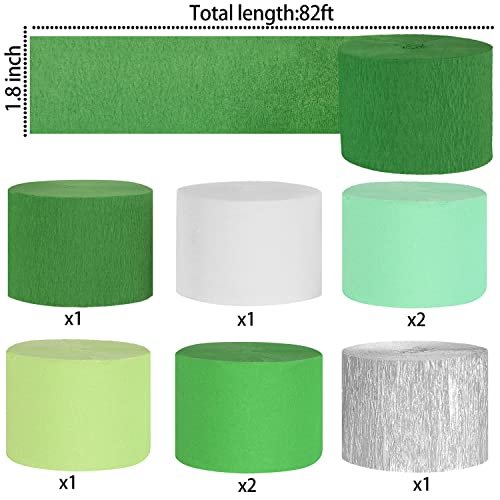 Green Crepe Paper Streamer Rolls Hanging Party Decoration 8 Rolls Green Party Streamer for Various Birthday Wedding Festival Party Decorations Summer Forest Backdrops Decor