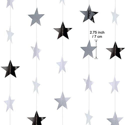 Patelai Glitter Star Garland Banner Decoration, 130 Feet Bright Gold Star Hanging Bunting Banner Backdrop for Engagement Wedding Baby Shower Birthday Christmas Decor (Silver)