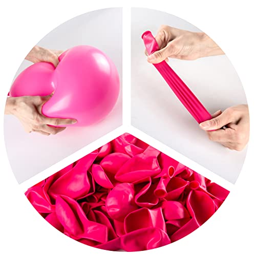 100pcs Hot Pink Balloons,12inch Hot Pink Latex Party Balloons Helium Quality for Party Decoration Like Birthday Party, Baby Shower,Wedding, Halloween or Christmas Party (with Pink Ribbon)…