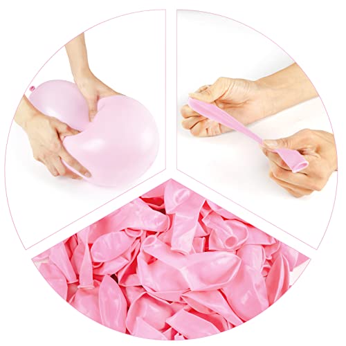 100pcs Pink Balloons, 12 inch Pink Latex Party Balloons Helium Quality for Party Decoration Like Birthday Party, Baby Shower,Wedding, Halloween or Christmas Party (with Pink Ribbon)…