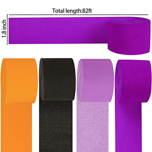 8 Rolls Halloween Crepe Paper Streamers Roll Halloween Theme Hanging Party Halloween Crepe Paper Crafts Decorations Orange Purple Black Backdrops for Birthday Halloween Party Decorations Supplies