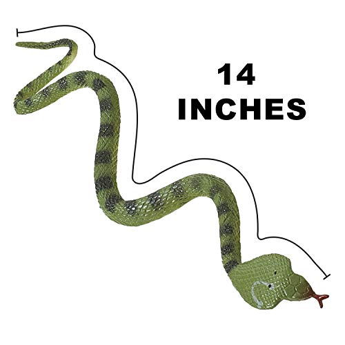 Kicko 14 Inch Assorted Big Rainforest Snakes - 12 Pieces Stretchy Limbless Replica Reptiles, Gag Toy, Idea, Carnival Game Prizes, Science and Nature, Eco-Friendly Repellent, Goody Bag, Floater