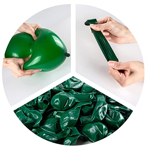 100pcs Dark Green Balloons, 12 inch Green Latex Party Balloons Helium Quality for Party Decoration Like Birthday Party, Baby Shower,Wedding, Halloween or Christmas Party (with Green Ribbon)…