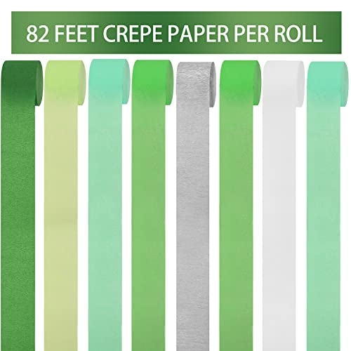 Green Crepe Paper Streamer Rolls Hanging Party Decoration 8 Rolls Green Party Streamer for Various Birthday Wedding Festival Party Decorations Summer Forest Backdrops Decor