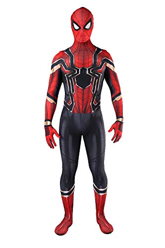 YIEWBL Halloween Men Superhero Costume Cosplay Suit Zentai Onesie Spandex Bodysuit Jumpsuit for Adult 175,Red,YIEWBL-IRON-adult-04,adult-XL