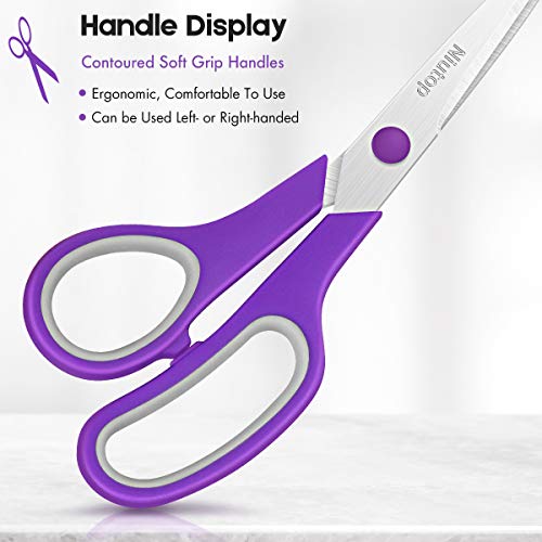 Scissors Bulk Set of 25-Pack, Niutop 8" Multipurpose Sharp Scissors for Office Home High/Middle School Student Teacher Supplies Kit, Soft Comfort-Grip Right/Left Handles, Great For Back to School Gift