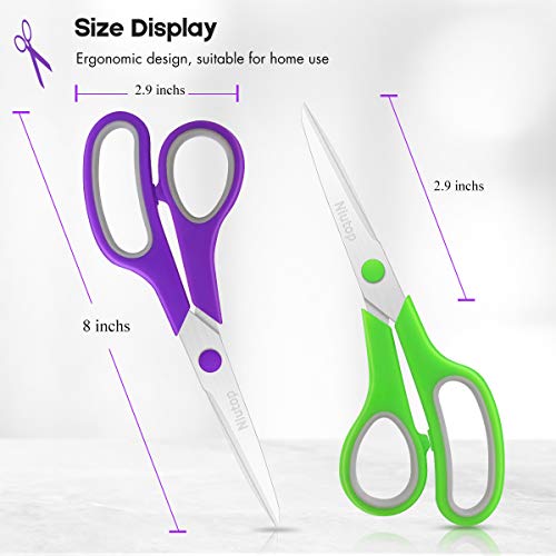 Scissors Bulk Set of 25-Pack, Niutop 8" Multipurpose Sharp Scissors for Office Home High/Middle School Student Teacher Supplies Kit, Soft Comfort-Grip Right/Left Handles, Great For Back to School Gift