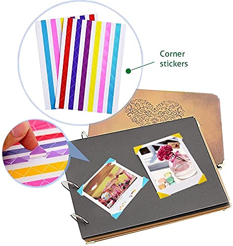 Fujifilm Instax Mini Instant Film (5 Pack, 100 Sheets) 5 Plastic Desk Frames + 60 Sticker Frames + 2 Packs Corner Stickers