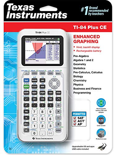 Texas Instruments TI-84 Plus CE Color Graphing Calculator, Bright White