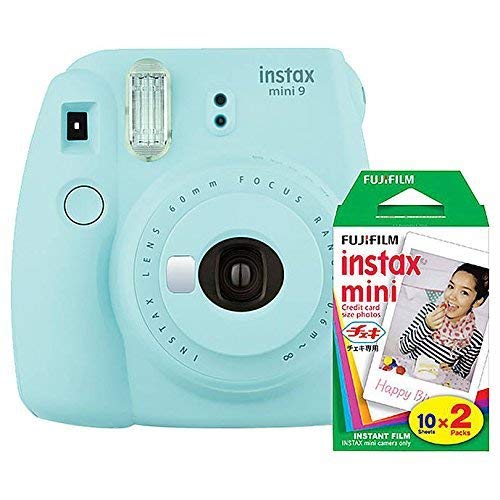 Fujifilm instax Mini 9 Instant Camera (Ice Blue) with Film Twin Pack Bundle (2 Items)