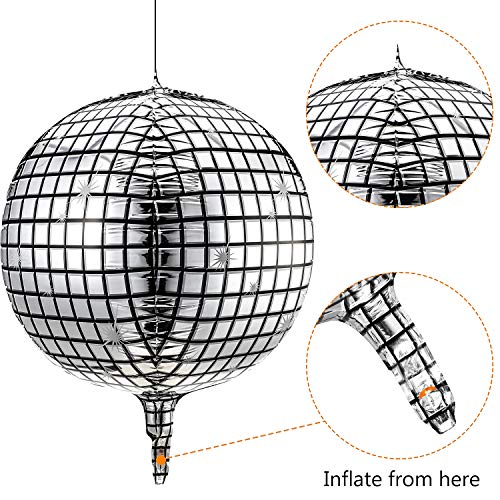 Disco Ball Balloons 20 Pieces 22 Inch 4D Disco Balloons Large Silver Laser Foil Balloon Metallic Mirror Balloon for Disco Dance Party