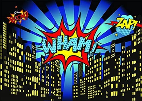 Fanghui 7x5FT Vinyl Superhero Photography Backdrops City Photo Studio Props Booth Background Superhero Themed Party Decoration Supplies Backdrop fh018