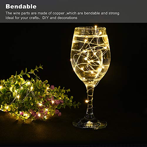 LEDIKON 24 Pack Led Fairy Lights Battery Operated,3.3ft 20 LED Silver Wire Warm White Firefly Lights,Waterproof Mini Led Starry String Lights for Wedding Party Mason Jars Christmas Table Decor