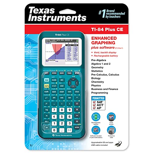 Texas Instruments TI-84 Plus CE Color Graphing Calculator, Teal (Metallic)