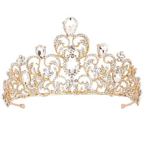 COCIDE Gold Tiara and Crown for Women Crystal Queen Headband Rhinestones Princess Hair Accessories for Girls Birthday Party Prom Halloween Decoration Wedding Bride Bridal Bridesmaid