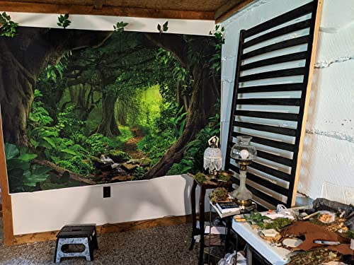 Leowefowa 7x5ft Jungle Forest Backdrop Spring Enchanted Forest Dreamland Dirt Road Background for Photography Lush Woods Kids Adults Shoot Studio Props Wild One VBS Jungle Safari Bday Party Banner