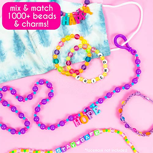 Just My Style ABC Beads by Horizon Group Usa, 1000+ Charms & Beads, Alphabet Charms, Accent Beads, Seed Beads, Star Beads, Wax Beading Cord, Satin Cord & Key Ring Included, Bright