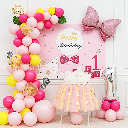 GBSAWER Hot Pink Balloons 100pcs 12 Inch Hot Pink Latex Balloon for Wedding Girl Birthday Bridal Baby Shower Engagement Bachelorette Graduation Party Decorations