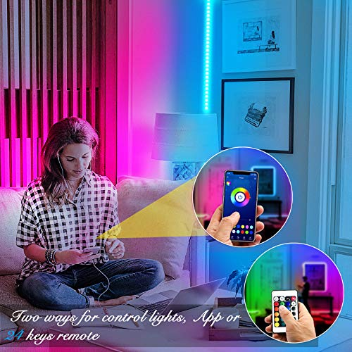 DAYBETTER Led Strip Lights 50ft Smart Light Strips with App Control Remote, 5050 RGB Led Lights for Bedroom, Music Sync Color Changing Lights for Room Party