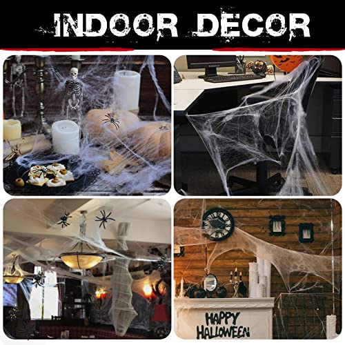 900 sqft Spider Webs Halloween Decorations Bonus with 30 Fake Spiders, Super Stretch Cobwebs for Halloween Indoor and Outdoor Party Supplies