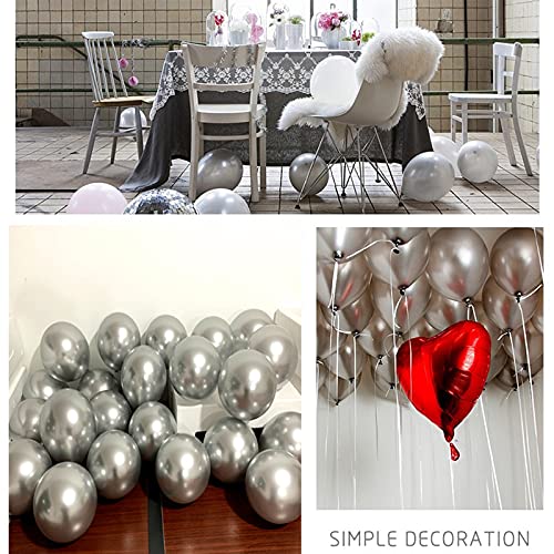 Silver Balloons Silver Metallic Balloons 12 Inch Latex Silver Balloons Party Balloons Bady Shower Decoration Balloons 50PCS