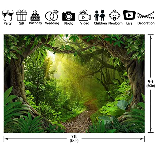 Swepuck 7x5ft Jungle Forest Photography Backdrop Tropical Rainforest Natural Scenery Background Safari Kids Adults Party Decoration Photo Booth Props