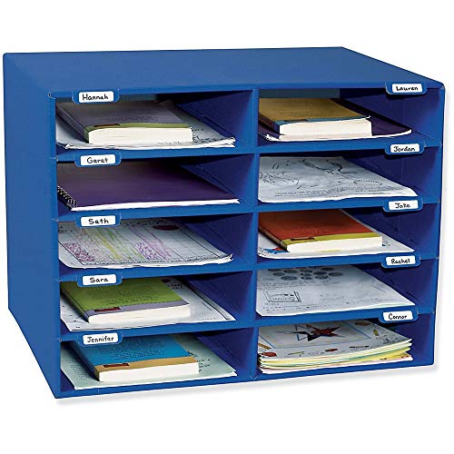 Classroom Keepers Mailbox, 10-Slot, Blue, 16-5/8"H x 21"W x 12-7/8"D