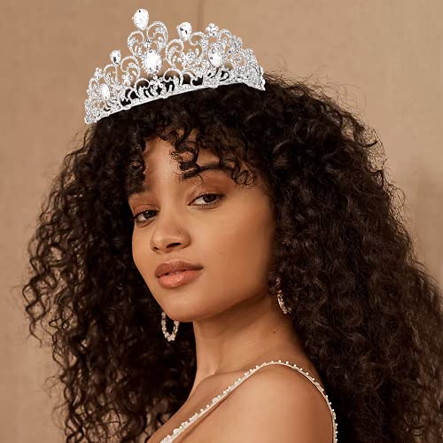 COCIDE Silver Tiara and Crown for Women Crystal Queen Headband Rhinestones Princess Hair Accessories for Girls Birthday Party Prom Halloween Decoration Wedding Bride Bridal Bridesmaid