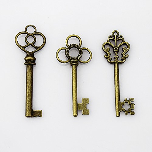 LolliBeads (TM Mixed Set of 30 Large Skeleton Keys in Antique Bronze - Set of 30 Keys