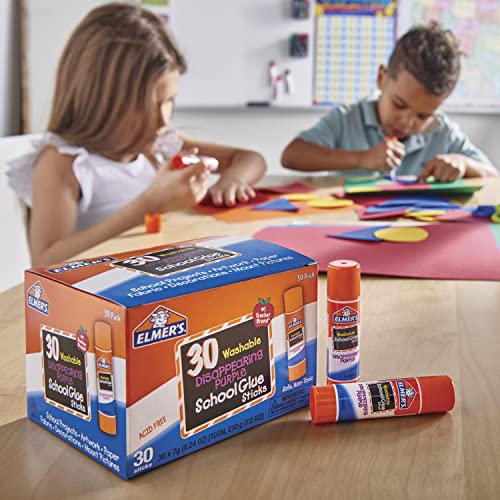 Elmer's Disappearing Purple School Glue, Washable, 30 Pack, 0.24-ounce sticks