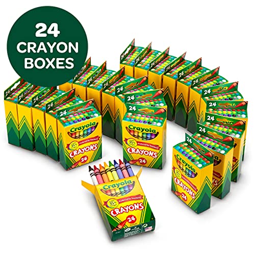 Crayola Crayons Bulk, Classroom Supplies for Teachers, 24 Crayon Packs with 24 Colors may vary