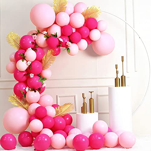 GBSAWER Hot Pink Balloons 100pcs 12 Inch Hot Pink Latex Balloon for Wedding Girl Birthday Bridal Baby Shower Engagement Bachelorette Graduation Party Decorations